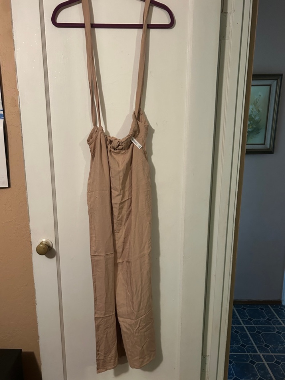 New without tags Zenana Beige Wide-Leg Jumppants with Adjustable Straps